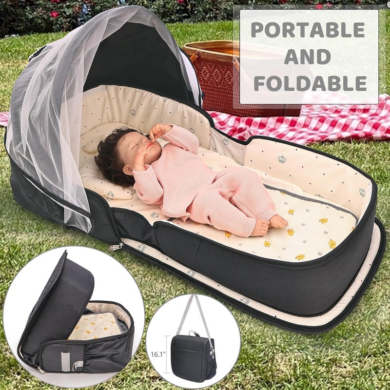 YVMVDV Portable Travel Bassinet for 0-8M Baby, Portable Travel Baby Bed, Cosleeping Baby Bed with Mosquito Net, Lightweight and Foldable - Image 2